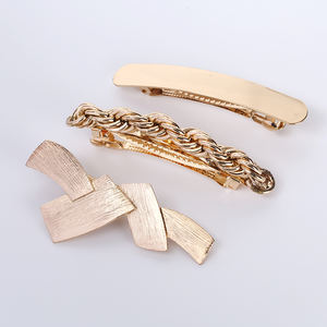 Vente de gros Accessoires de coiffure couleur or pour <span class=keywords><strong>femme</strong></span>, <span class=keywords><strong>barrette</strong></span> en métal croco pour <span class=keywords><strong>cheveux</strong></span> épais - Product Image 3