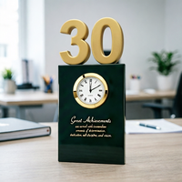 Plaque de récompense personnalisée pour employés avec horloge numérotée 5, 10, 25 ans de service, trophée en cristal pour anniversaire de départ à la retraite