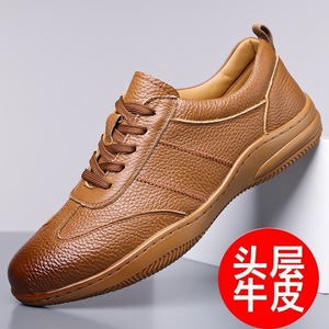 Chaussures en cuir décontractées pour hommes, cuir de vachette de première qualité, respirantes, antidérapantes, semelle souple, chaussures de bureau, talon bas, taille adulte 40-45 - Product Image 5