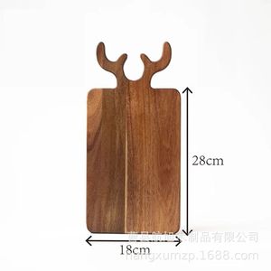 Tabla de cortar rectangular de madera Hangxu con mango de asta de ciervo, bandeja decorativa para mesa de comedor del hogar - Product Image 2