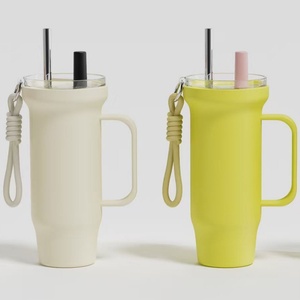Large-capacity Stainless Steel Vacuum Insulated <b>Thermos</b> Straw Water <b>Bottle</b> Stylish Outdoor Use Portable Outdoor Sport Tumbler - Product Image 4