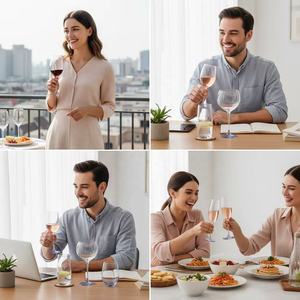 مجموعة كؤوس نبيذ فاخرة مخصصة من الزجاج الملون الأزرق البحري، كؤوس صودا، كؤوس نبيذ أحمر للتخييم والحفلات والأعراس - Product Image 4