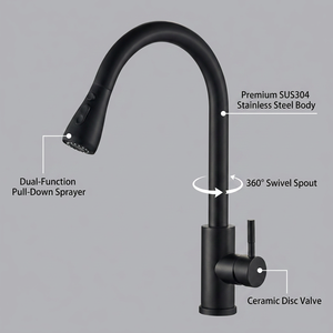 Rubinetto da Cucina Monocomando in Acciaio Inox di Alta Qualità, Miscelatore Estraibile Acqua Calda e Fredda, Flessibile, Direttamente dalla Fabbrica - Product Image 1