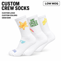 Chaussettes hautes personnalisées en jacquard motif porte-bonheur, en coton, séchage rapide, respirantes, pour cyclisme et usage décontracté, pour adultes, avec bordure et corps de chaussette, fournisseur OEM