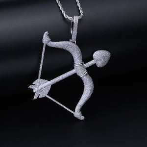 Pendentif en forme de flèche d'amour <span class=keywords><strong>Cupidon</strong></span>, design le plus récent, micro-zircon, bijoux en or, pendentif glacé pour la Saint-Valentin - Product Image 2
