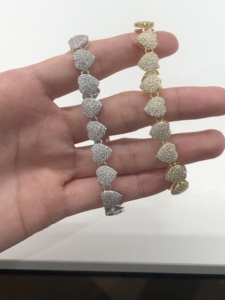 Conjuntos de Joyería de Moda Personalizados al por Mayor con Incrustaciones de Moissanita, Regalos de San Valentín, Cadenas de Tenis con Corazones de Amor Estilo Hiphop, Chapado en Oro de 14K - Product Image 3