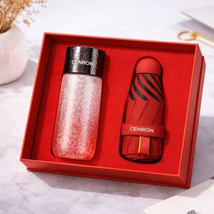 Ensemble cadeau promotionnel haut de gamme avec bouteille en acier inoxydable et parapluie dans un coffret cadeau avec logo personnalisé - Product Image 5