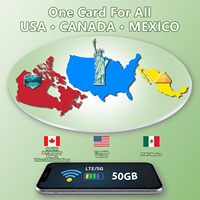 Tarjeta SIM de Datos para América del Norte, 7 Días, 10GB, 5G/4G/LTE, EE. UU./Canadá/México, Fácil de Usar, 3 en 1, Solo Datos, Sin Teléfono, Sin Contrato