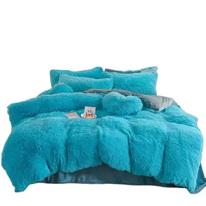 Idotex Uhamho Faux Fur Fluweel Fluweel Beddengoed Dekbedovertrek Neergezet Dekbed Dekbedovertrek Met Kussen Shams, Ultra Zacht Warm En Duurzaam