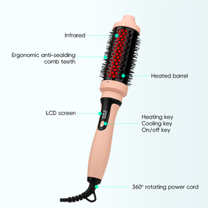 Outil de coiffure de curling multifonctionnel professionnel brosse à cheveux ronde ionique infrarouge incurvée chauffée avec arrêt automatique - Product Image 4