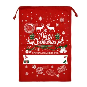 Personalized Linen Jumbo Drawstring Santa Sacks Custom <b>Gift</b> Wrapping Xmas Storage <b>Bag</b> - Product Image 5