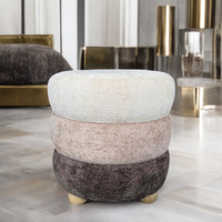 Anneau en acier inoxydable brossé Repose-pieds Or Stockage Ottoman Repose-pieds 3D Doux Cul Rond Velours Logo Personnalisé Meubles de Salon