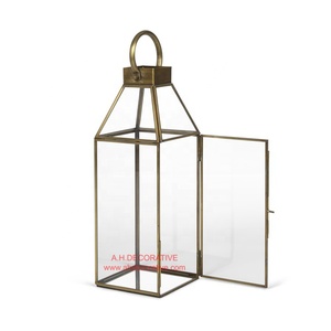 Linterna de Metal con soporte de luz en T negra, con mango de anillo candelabro, mesa de lujo de diseño único y centro de mesa, decoración - Product Image 3