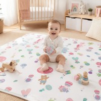 Alfombra de Juego Plegable para Bebé con Diseño de Oso en Globo Aerostático, Personalizable, de XPE, No Tóxica, Certificada por CPC, Reversible, para la Habitación del Bebé