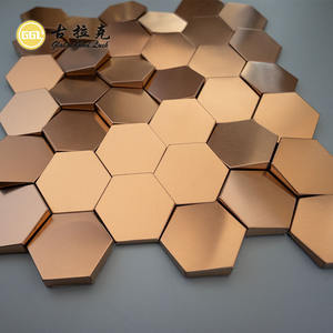 Carreaux de mosaïque en métal de couleur or en forme d'hexagone de surface <span class=keywords><strong>ondul</strong></span>ée brillante pour la décoration murale de chambre de mur de dosseret de cuisine - Product Image 3