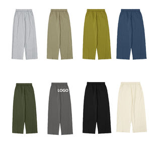 Wholesale Custom Logo Unisex Casual <strong>Joggers</strong> Women Wide <strong>Leg</strong> Pants French Terry Trousers <strong>Men</strong> Sweatpants - Product Image 1