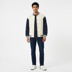 Blouson universitaire pour homme entièrement personnalisé en toile avec col montant et logo frontal – Conception légère, coupe-vent et respirante - Product Image 1