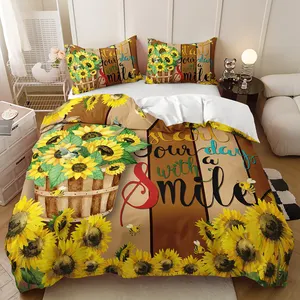 <span class=keywords><strong>3D</strong></span> In Ấn 100% Polyester Bộ Đồ Giường 3-Mảnh Thiết Lập Mô Hình Hướng Dương Bán Buôn Duvet Cover Set - Product Image 3
