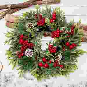 Guirlande de Noël pour porte d'entrée, guirlande de Noël artificielle floquée avec décorations mixtes, décoration de saison festive pour mur extérieur - Product Image 5