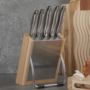 Juego de Cuchillos de Cocina Premium de 6 Piezas, Cuchillos de Cocina Ultra Afilados Plateados, Juego de Cuchillos de Chef con Bloque - Product Image 6