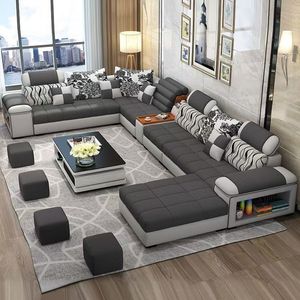 Sofá Esquinero en Forma de L de 7 Plazas, Diseño Moderno 2026, con Mesa Lateral USB y Estantería, Sofá con Altavoces - Product Image 3