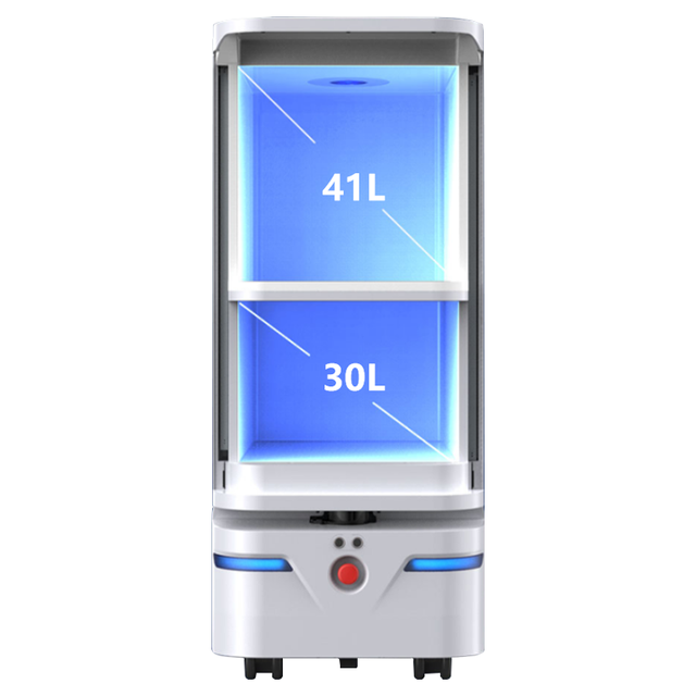 Yunji Gege Intelligent Double-Layer Hotel Delivery Robot Automatically Takes Elevator Makes Phone Call for Takeout Item Delivery