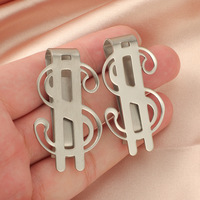 Portefeuille en acier inoxydable, porte-billets, porte-cartes de crédit créatif et pratique, porte-cartes avec symbole du dollar, porte-marque-pages en métal artisanal