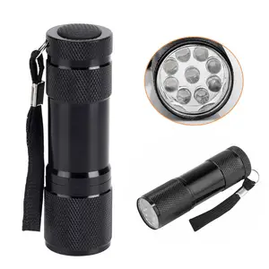 Cheap Powerful Portable Super Bright 9 LED Mini Small Torch Pocket Lamp Rubber Linternas Tactical Flashlights