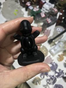Commercio all'ingrosso guarigione naturale pietra di cristallo intaglio ossidiana nera personaggio dei cartoni animati sculture animali sculture pokeman <span class=keywords><strong>pikachu</strong></span> - Product Image 3
