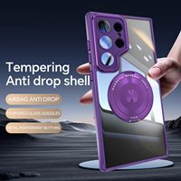 Étui de téléphone pour S24 Ultra avec protection d'appareil photo, rotation à 360 degrés, béquille, TPU+PC, antichoc, charge sans fil, électroplaqué