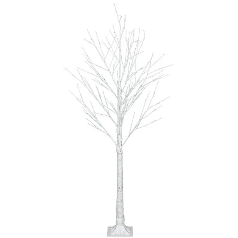 Prelt Pohon Birch 48 LEDs Cahaya Perak Ranting Putih Hangat (4 Kaki) Pesta Festival Rumah Natal Dalam dan Luar Ruangan