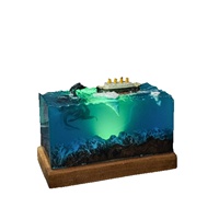 Lampe rectangulaire en résine fait main, motif monstre marin géant Titanic, décoration moderne, cadeau d'Halloween, produit transfrontalier très vendu