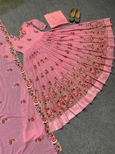 Ensemble de robe Anarkali en georgette de qualité supérieure, prêt à porter, avec broderie, pour filles, en gros, robe de Bollywood - Product Image 6