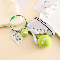 Porte-clés en toile amusant avec raquette de tennis et balle de tennis, lettres combinées, pour les amateurs de sport, accessoires de sac et de voiture, breloques
