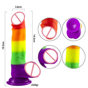 Сверхбольшой и толстый Радужный пенис реалистичный фаллоимитатор для взрослых секс-игрушки с сильным фаллоимитатором на присоске - Product Image 3