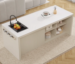 Ensemble de salle à manger en marbre haut de gamme, moderne et écologique, sur mesure, pour la rénovation de maisons de luxe, avec rangement intégré, mobilier de maison complet - Product Image 2