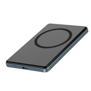 5000Mah Groothandel Hoge Kwaliteit Aluminium Materiaal Magnetische Draadloze Opladen Power Bank Custom Logo Voor Xiaomi Iphone