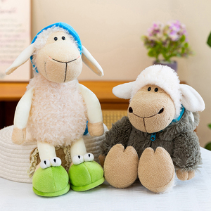 En gros, Peluche <span class=keywords><strong>agneau</strong></span> créatif endormi avec bonnet de nuit, motif 'Sheep in Wolf Hoodie', douce, cadeau pour enfants, personnalisable OEM - Product Image 2