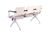 Chaise d'attente 3 places avec table latérale, assise orange, pour aéroport, clinique, zone de réception