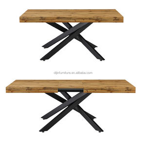 Top retrattile <span class=keywords><strong>allungabile</strong></span> lungo <span class=keywords><strong>tavolo</strong></span> da pranzo piedi in <span class=keywords><strong>metallo</strong></span> importato MDF <span class=keywords><strong>legno</strong></span> espandibile mobili per la casa in ferro <span class=keywords><strong>tavolo</strong></span> moderno - Product Image 1