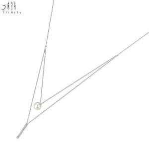 Fournisseur de Hong Kong Ensembles de bijoux à la mode 18K or blanc diamant collier de perles d'eau douce pour les femmes - Product Image 2