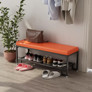 <span class=keywords><strong>Banc</strong></span> à chaussures combiné et porte-chaussures long en fer forgé, design moderne pour l'<span class=keywords><strong>entrée</strong></span> de la maison, installation au sol - Product Image 2