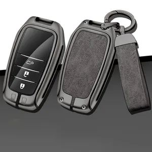 New Metal Leather Car Logo Key Cover For Toyota RAV4 Corolla Hilux Fortuner Land Cruiser 200 Camry Sienna Previa Accessories