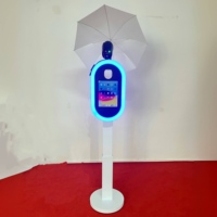 Photomaton portable en métal réglable en hauteur, détachable avec anneau lumineux LED RGB, support pour appareil photo reflex numérique, iPad et imprimante pour mariages, fêtes et événements
