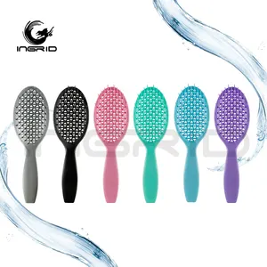 Custom Logo Multi-purpose Rubber Comb Detangling Flexible Massage Vent Round Hair Brush