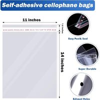 Sacs en cellophane transparents refermables de grande taille 11x14 pouces pour l'emballage de produits, 500 unités, sacs cadeaux auto-adhésifs en plastique