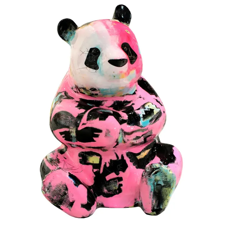 Statue de Panda en résine, peinture colorée artificielle, jolie Sculpture de scène, fournitures en chine, livraison gratuite