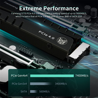 7300 MB/s 3D NAND TLC NVMe PCIe Gen4x4 M2 M.2 2280 500GB 1TB 2TB Kontrol Panas Gaming Internal SSD Solid State Drive dengan Heatsink