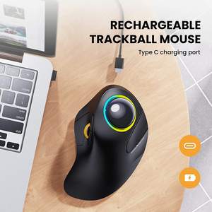 JOMAA BT Dual-Mode <b>Wireless</b> USB/Type-C Trackball <b>Mouse</b> Rechargeable Ergonomic RGB Backlit 4 Buttons Gaming Ball Tracking Windows - Product Image 2