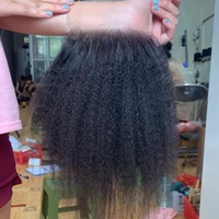 Cabello humano virgen de 13x4 sin procesar, cabello Natural rizado con encaje Frontal, Color negro, el mejor precio